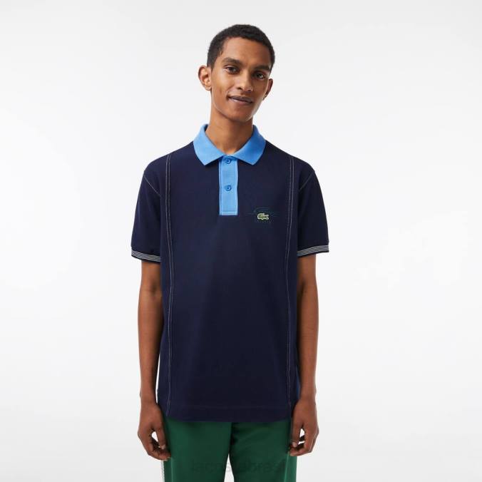 Lacoste homens polo bicolor em algodão orgânico azul marinho/azul P2PX262 roupas