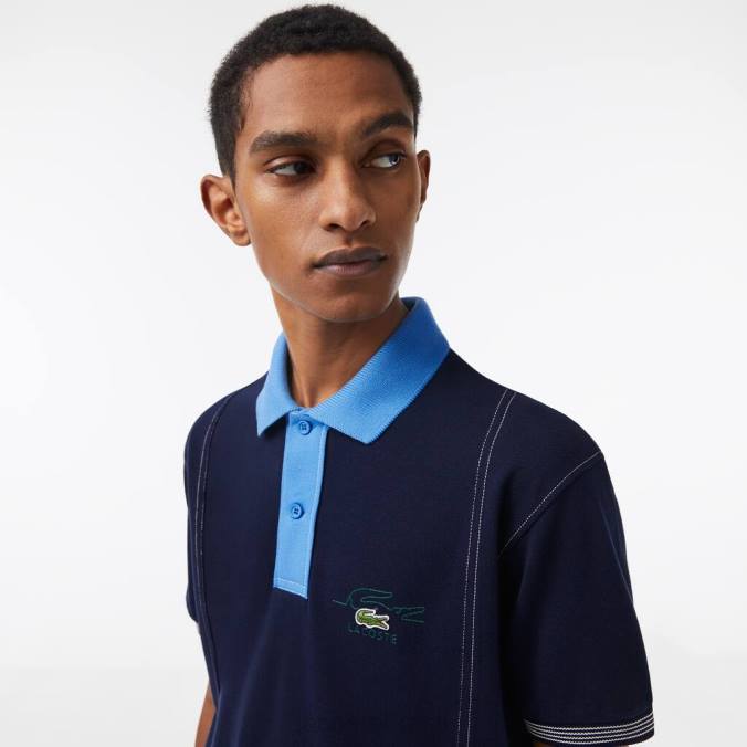Lacoste homens polo bicolor em algodão orgânico azul marinho/azul P2PX262 roupas