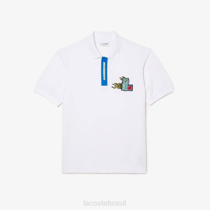 Lacoste homens polo com carcela contrastante e emblema de crocodilo branco P2PX635 roupas