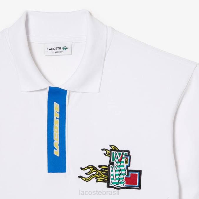 Lacoste homens polo com carcela contrastante e emblema de crocodilo branco P2PX635 roupas