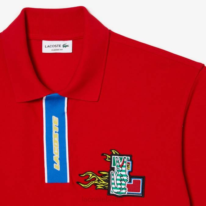 Lacoste homens polo com carcela contrastante e emblema de crocodilo vermelho P2PX633 roupas