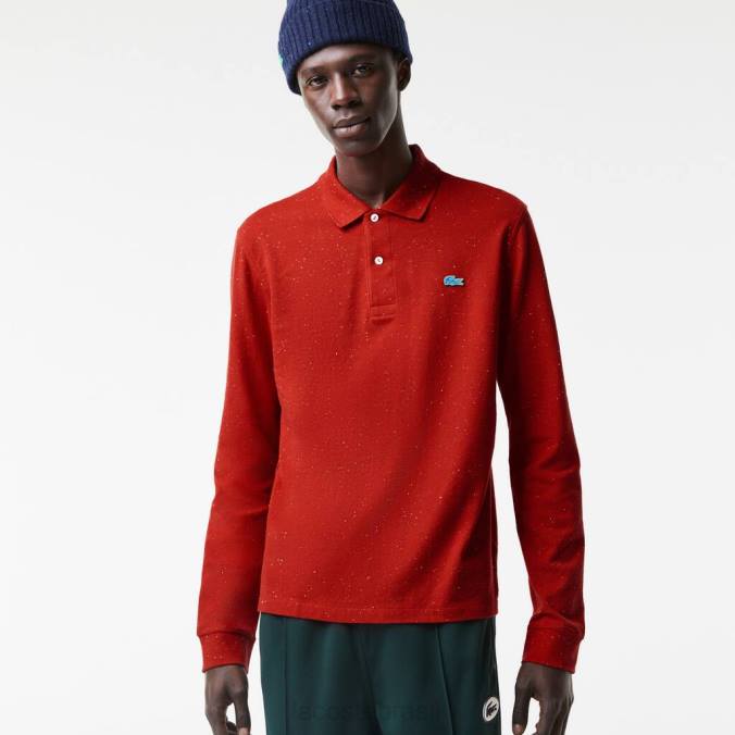 Lacoste homens polo com estampa manchada de ajuste clássico vermelho P2PX705 roupas