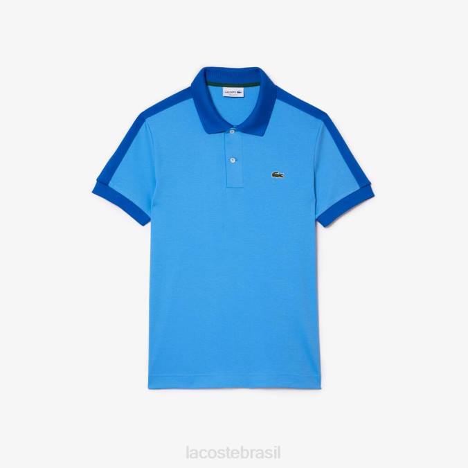 Lacoste homens polo com gola contrastante de ajuste clássico azul P2PX581 roupas