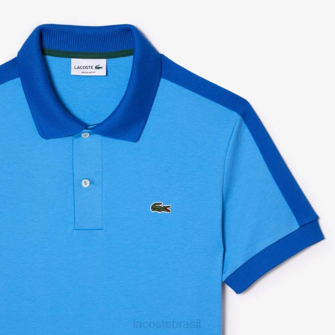 Lacoste homens polo com gola contrastante de ajuste clássico azul P2PX581 roupas