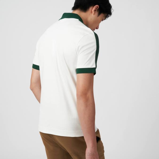 Lacoste homens polo com gola contrastante de ajuste clássico branco P2PX582 roupas