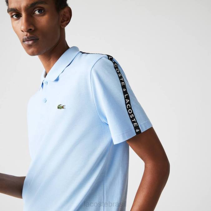 Lacoste homens polo de algodão ultraleve com faixa estampada azul P2PX815 roupas