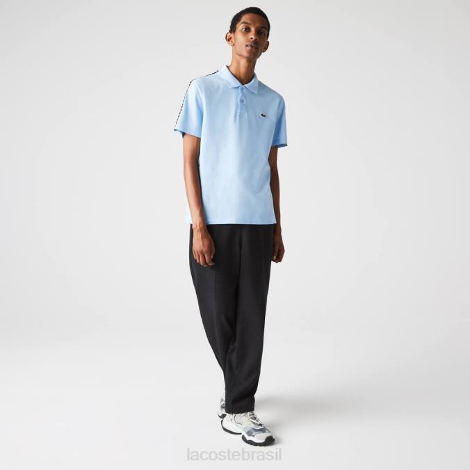 Lacoste homens polo de algodão ultraleve com faixa estampada azul P2PX815 roupas