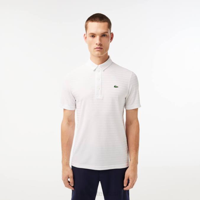 Lacoste homens polo de golfe esportivo texturizado e respirável branco P2PX69 roupas