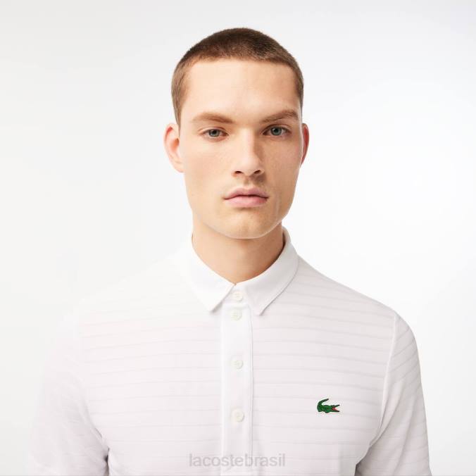 Lacoste homens polo de golfe esportivo texturizado e respirável branco P2PX69 roupas