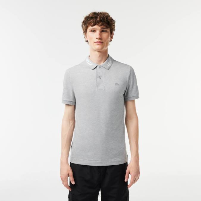 Lacoste homens polo de marca slim fit stretch piquê chino cinza P2PX778 roupas