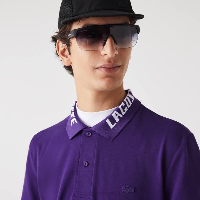 Lacoste homens polo de marca slim fit stretch piquê roxo P2PX776 roupas