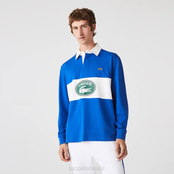 Lacoste homens polo de rugby de marca folgada azul P2PX1688 roupas