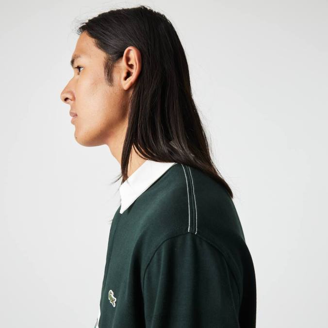 Lacoste homens polo de rugby de marca folgada verde P2PX1687 roupas