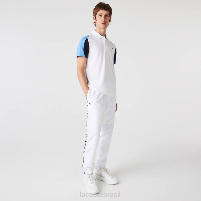 Lacoste homens polo de tênis em piquê resistente à corrida com ajuste regular esportivo branco/azul/azul marinho P2PX556 roupas