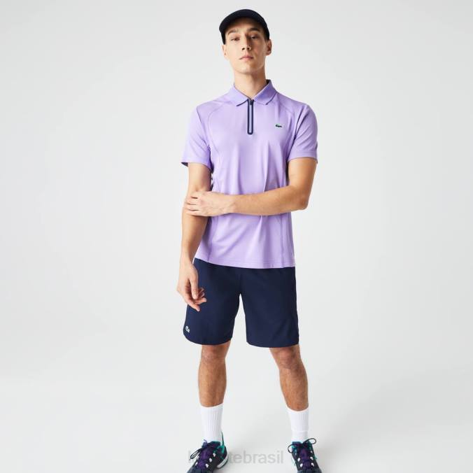 Lacoste homens polo de tênis em piquê ultra-seco termorregulador esportivo roxo/azul marinho P2PX869 roupas