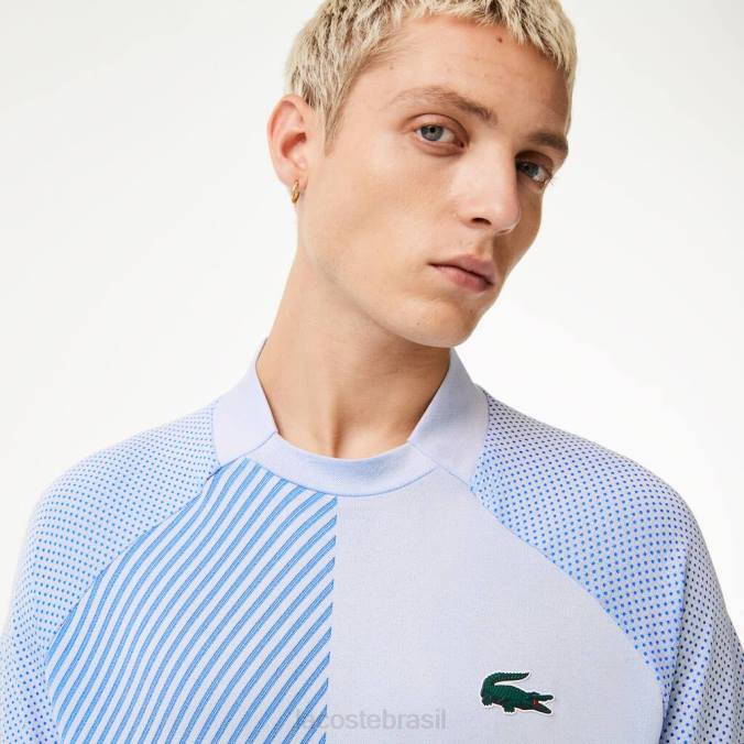 Lacoste homens polo de tênis esportivo slim fit sem costura Branco azul P2PX772 roupas