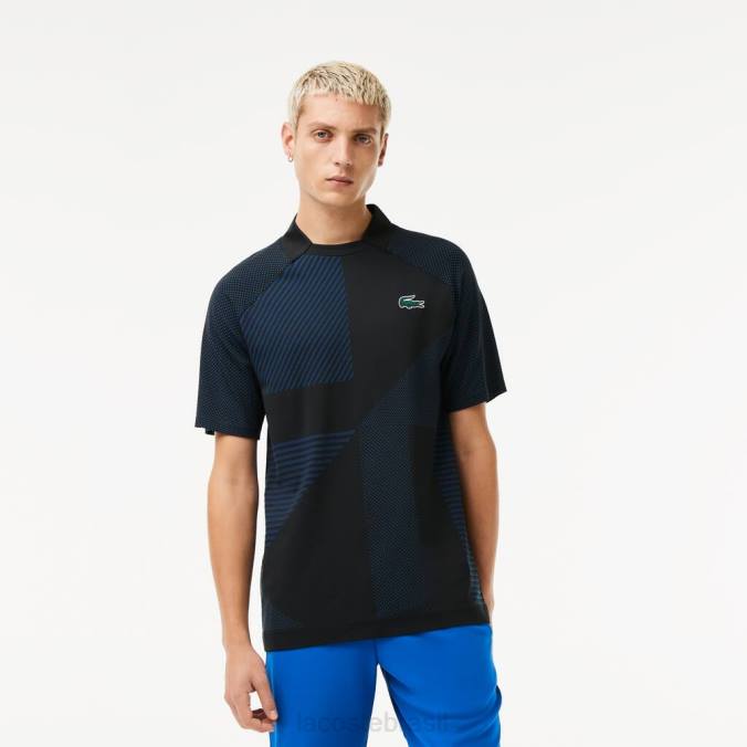 Lacoste homens polo de tênis esportivo slim fit sem costura Preto Azul P2PX770 roupas