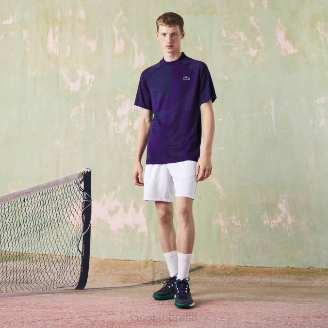 Lacoste homens polo de tênis esportivo slim fit sem costura verde púrpura P2PX773 roupas