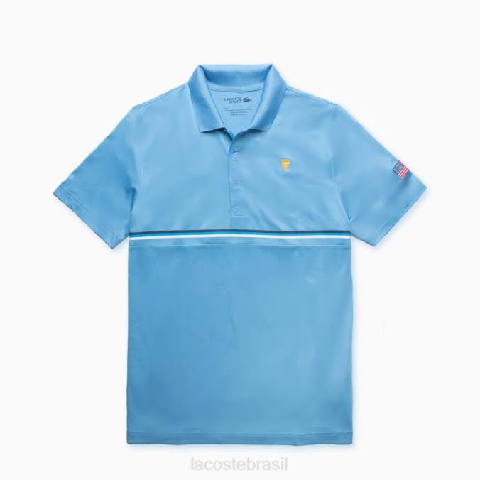 Lacoste homens polo esportivo da copa dos presidentes azul/azul marinho/branco P2PX1216 roupas
