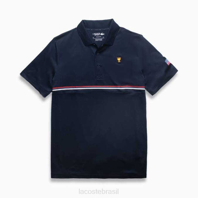 Lacoste homens polo esportivo da copa dos presidentes azul marinho/vermelho/branco P2PX1217 roupas