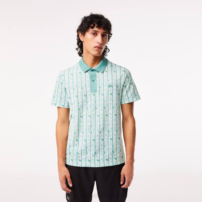 Lacoste homens polo estampado em dois tons com movimento ativo verde/verde claro P2PX5 roupas