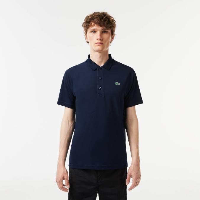 Lacoste homens polo interlock esportivo respirável e resistente à abrasão azul-marinho P2PX166 roupas