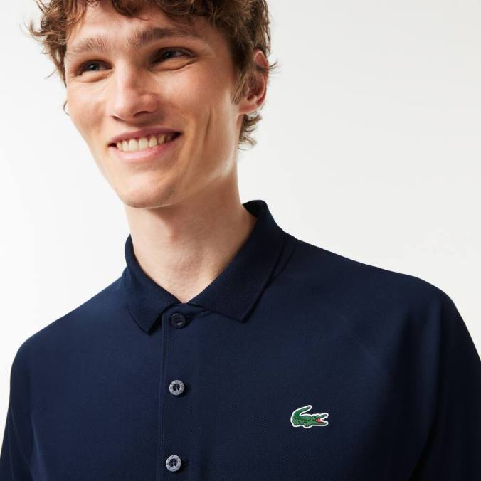 Lacoste homens polo interlock esportivo respirável e resistente à abrasão azul-marinho P2PX166 roupas