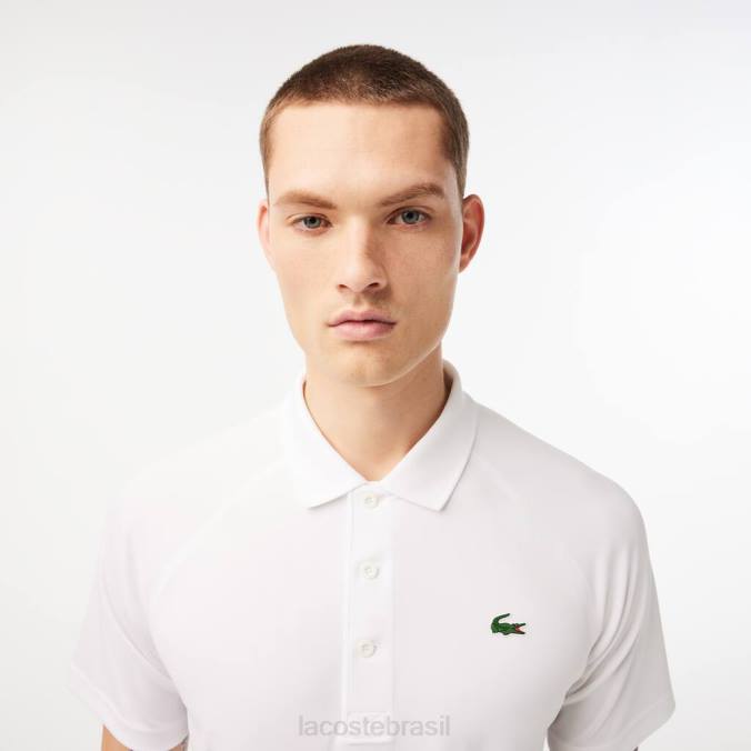 Lacoste homens polo interlock esportivo respirável e resistente à abrasão branco P2PX164 roupas