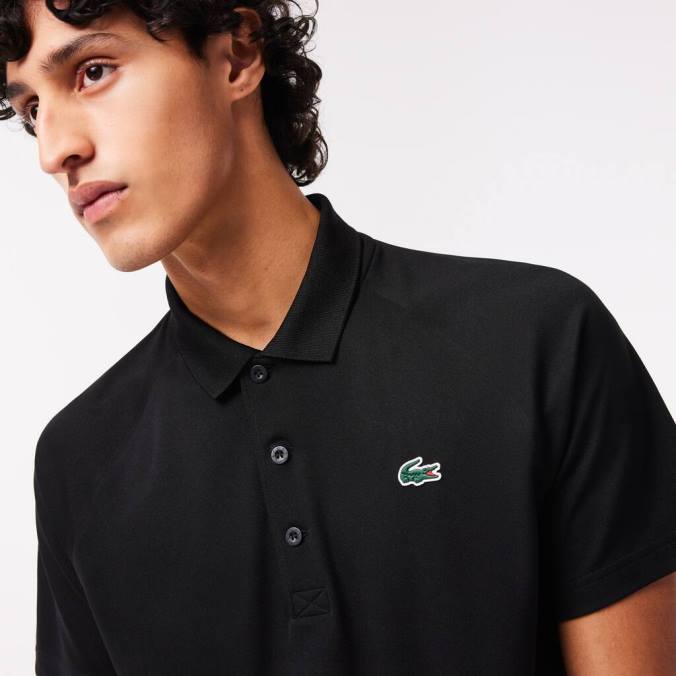 Lacoste homens polo interlock esportivo respirável e resistente à abrasão preto P2PX165 roupas