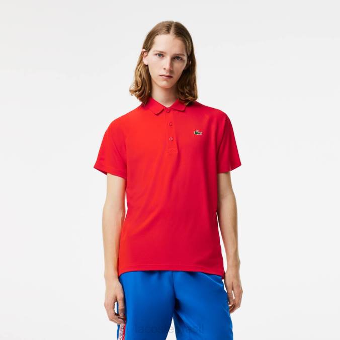 Lacoste homens polo interlock esportivo respirável e resistente à abrasão vermelho P2PX163 roupas