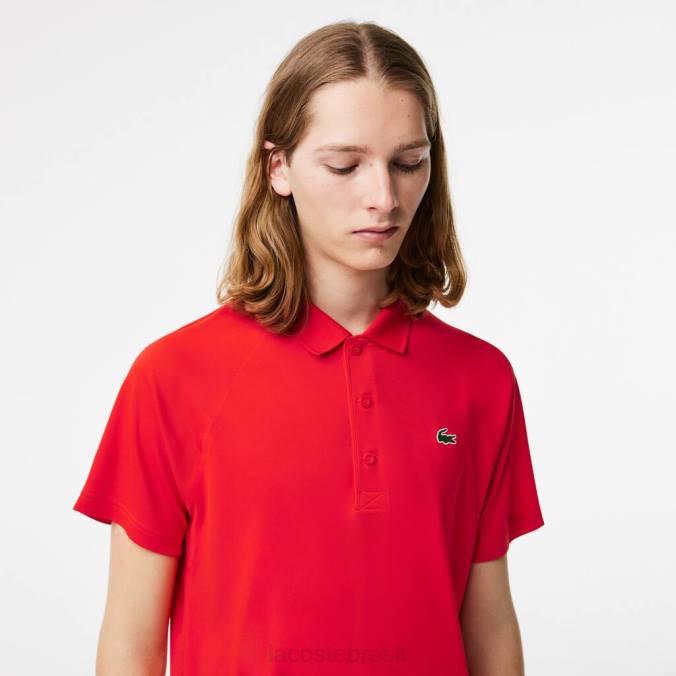 Lacoste homens polo interlock esportivo respirável e resistente à abrasão vermelho P2PX163 roupas