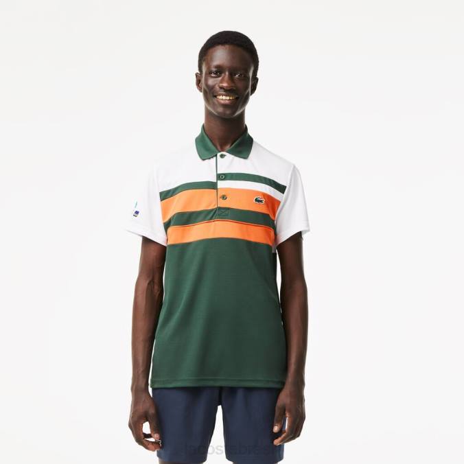 Lacoste homens polo listrada sport miami open edition branco/laranja/verde P2PX239 roupas