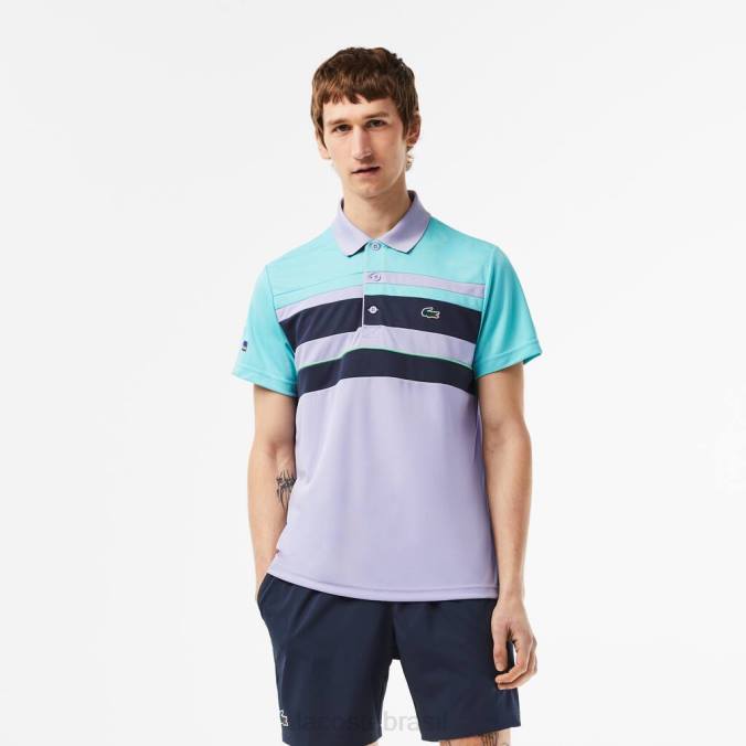 Lacoste homens polo listrada sport miami open edition turquesa/azul/roxo P2PX240 roupas