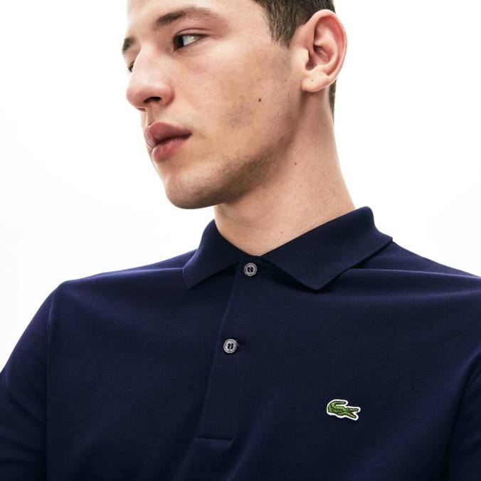 Lacoste homens polo manga longa algodão pima regular fit azul-marinho P2PX860 roupas