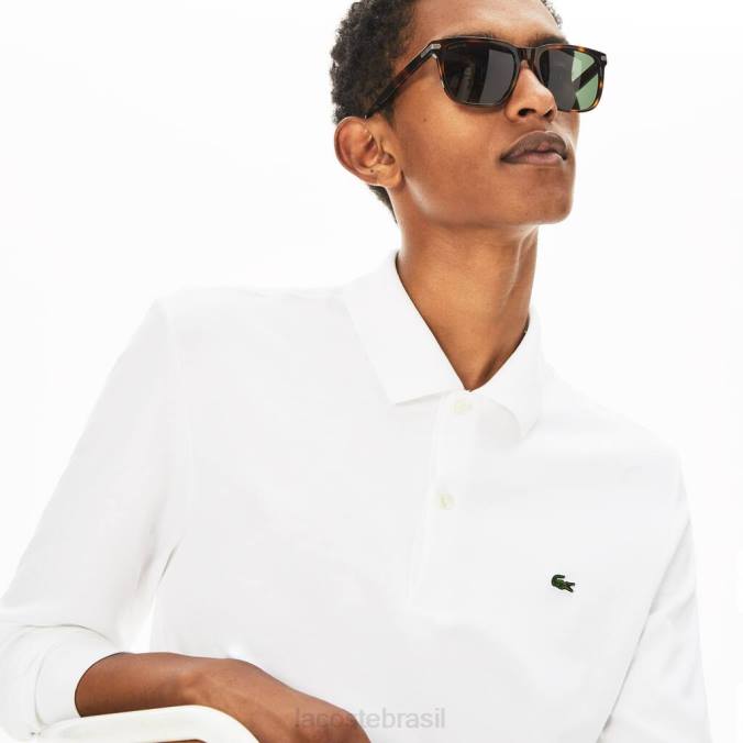 Lacoste homens polo manga longa algodão pima regular fit branco P2PX859 roupas