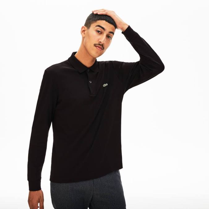 Lacoste homens polo manga longa algodão pima regular fit preto P2PX858 roupas