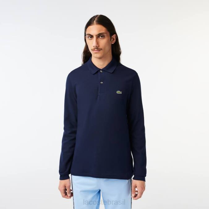 Lacoste homens polo manga longa original l.12.12 azul-marinho P2PX646 roupas