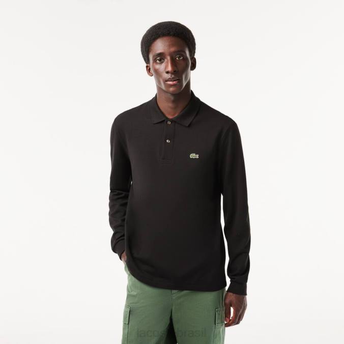 Lacoste homens polo manga longa original l.12.12 preto P2PX645 roupas