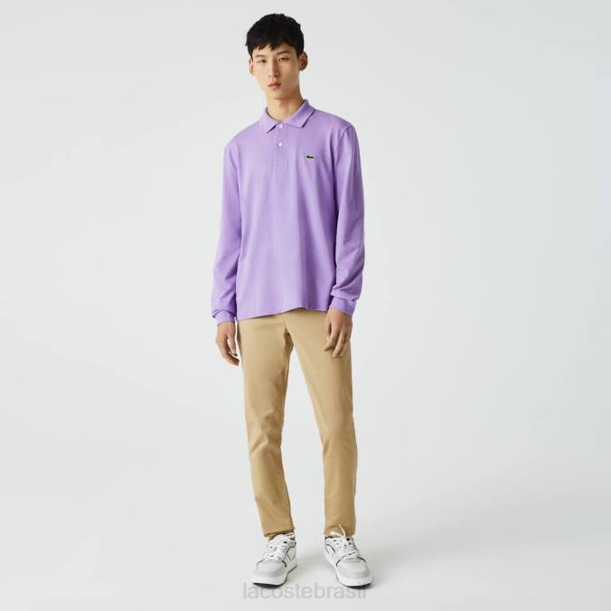 Lacoste homens polo manga longa original l.12.12 roxo P2PX945 roupas