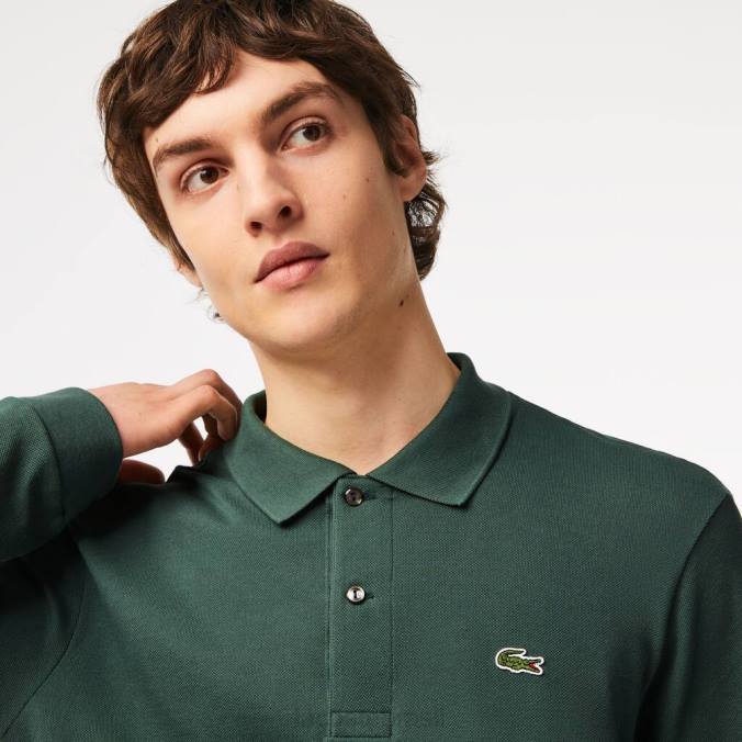 Lacoste homens polo manga longa original l.12.12 verde P2PX1301 roupas