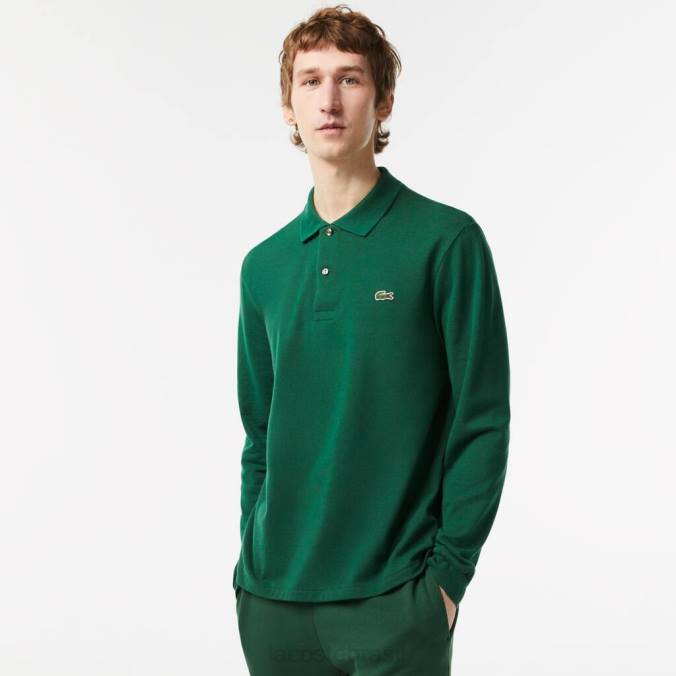 Lacoste homens polo manga longa original l.12.12 verde P2PX746 roupas