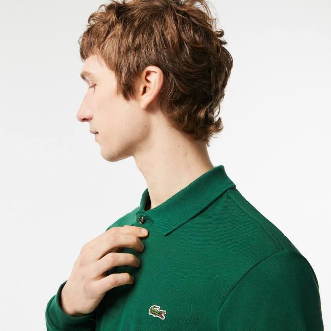 Lacoste homens polo manga longa original l.12.12 verde P2PX746 roupas