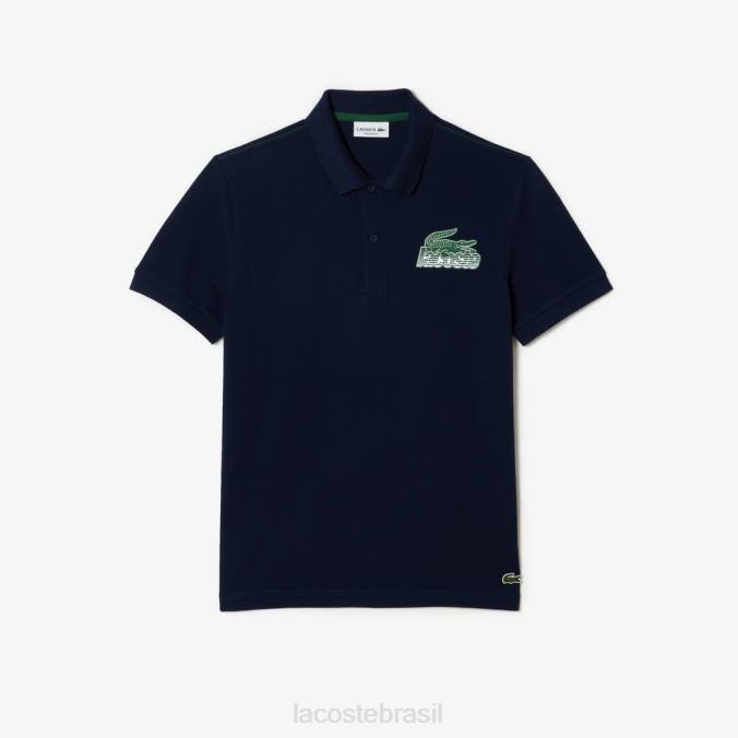Lacoste homens polo mini piquê de algodão azul-marinho P2PX100 roupas