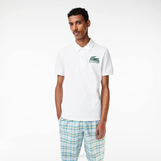 Lacoste homens polo mini piquê de algodão branco P2PX101 roupas