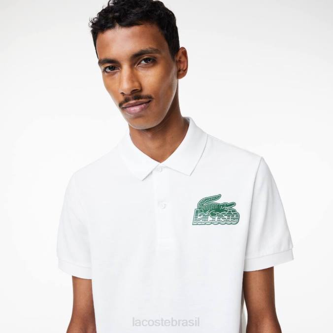 Lacoste homens polo mini piquê de algodão branco P2PX101 roupas