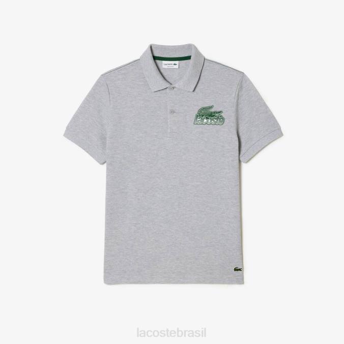 Lacoste homens polo mini piquê de algodão chino cinza P2PX102 roupas