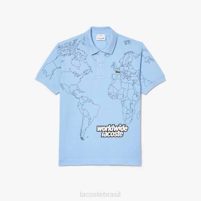 Lacoste homens polo original de algodão orgânico estampado l.12.12 azul P2PX33 roupas