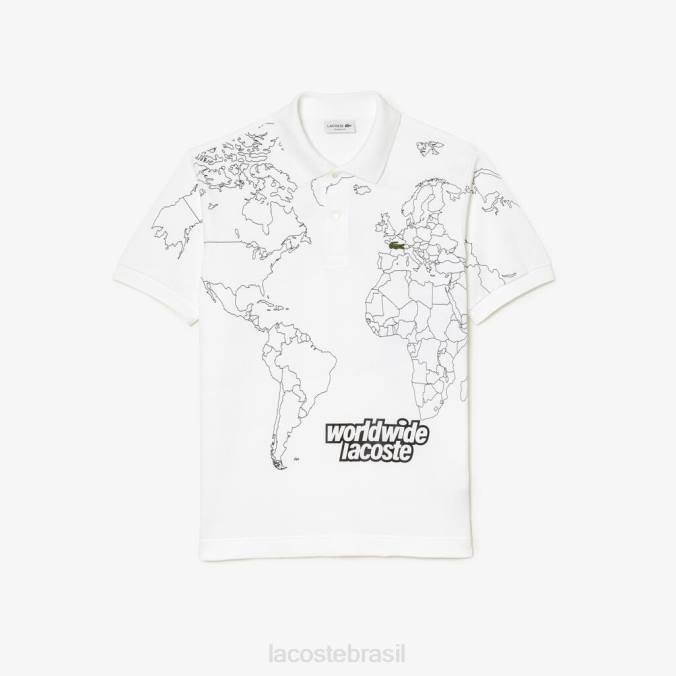 Lacoste homens polo original de algodão orgânico estampado l.12.12 branco P2PX32 roupas