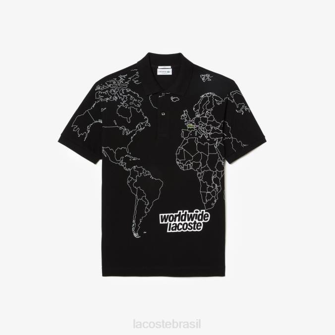 Lacoste homens polo original de algodão orgânico estampado l.12.12 preto P2PX31 roupas