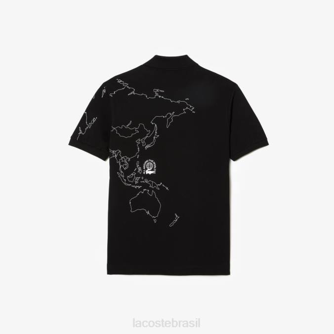 Lacoste homens polo original de algodão orgânico estampado l.12.12 preto P2PX31 roupas